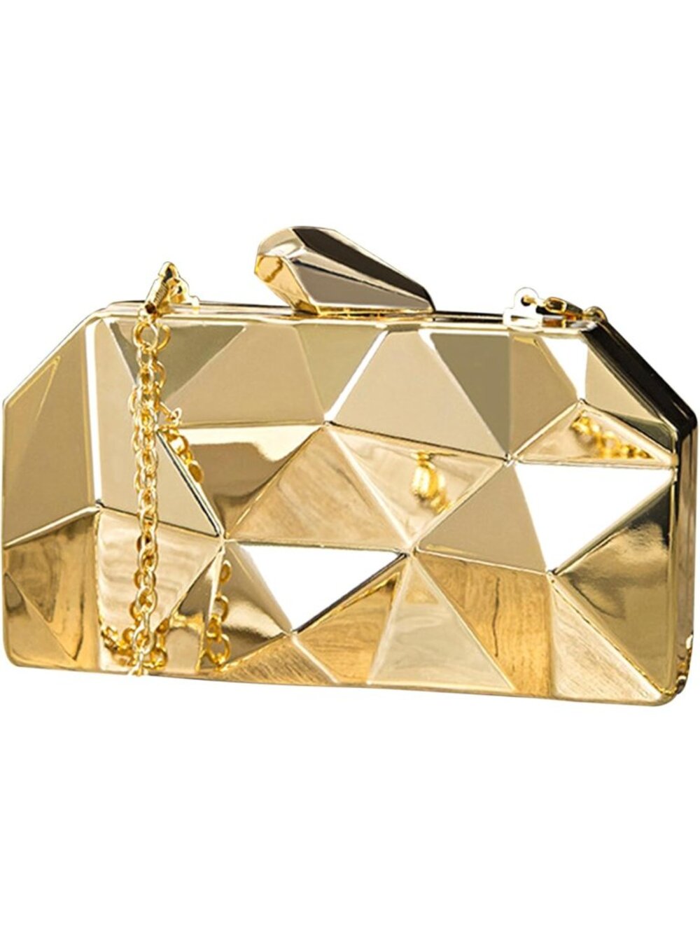 Chic Lattice Pattern Metal Handbag | Geometric Evening Clutch Purse for Women